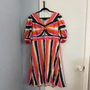 ELOQUII Twist Bodice Striped Dress
